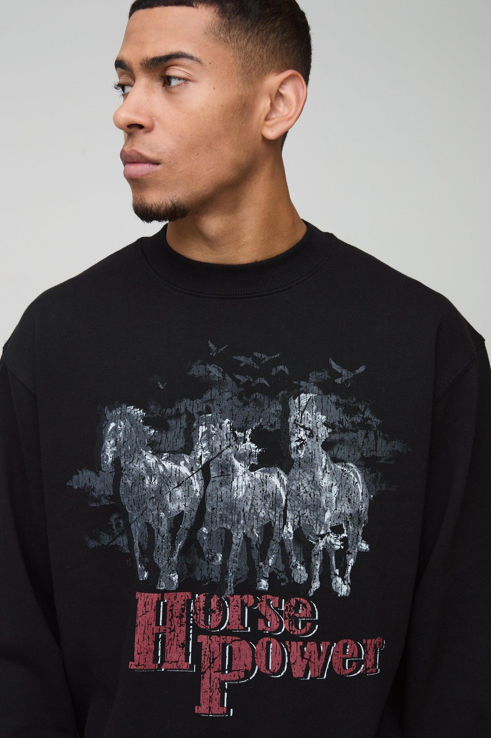 Oversized Wyoming Western Graphic Sweatshirt | boohooMAN USA Product Image