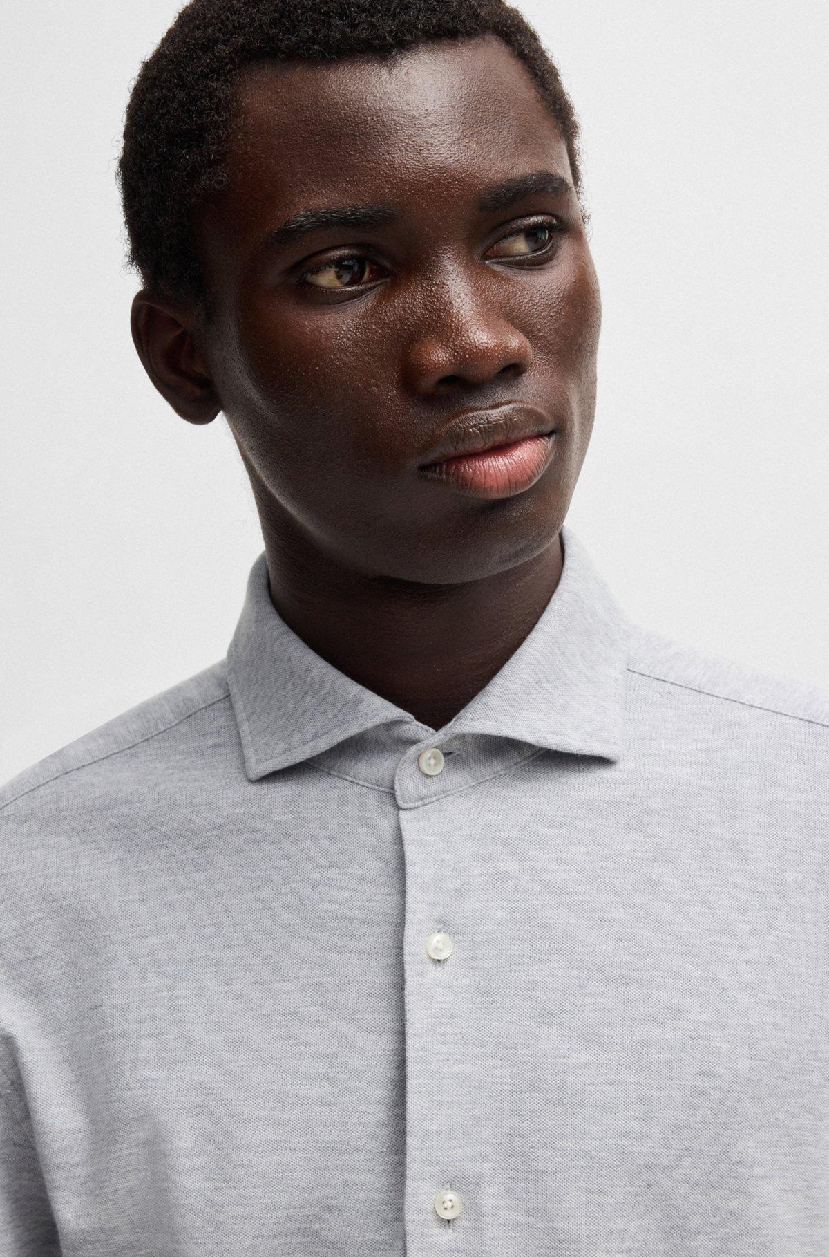 Slim-fit shirt in cotton-piqué jersey Product Image
