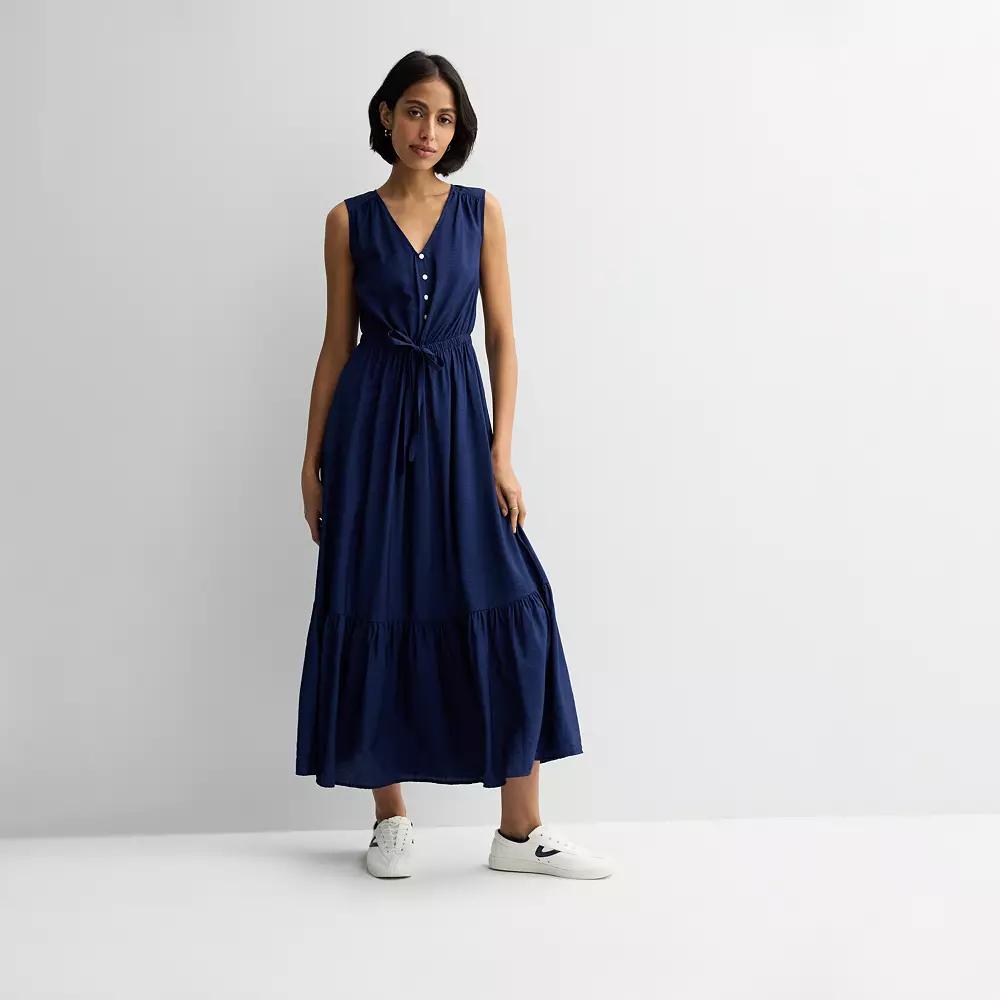 Women's Sonoma Goods For Life® Femme Button Bodice Maxi Dress, Size: XL, Blue Beauty Product Image