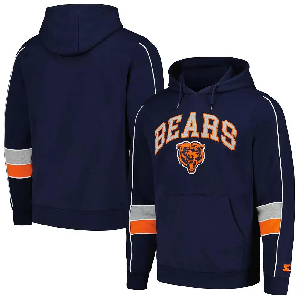 Men's Starter Navy Chicago Bears Captain Pullover Hoodie,  Product Image