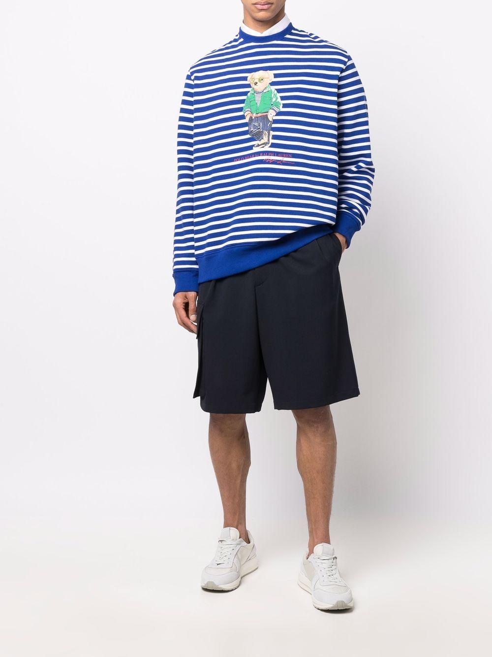 bear-print striped sweatshirt Product Image