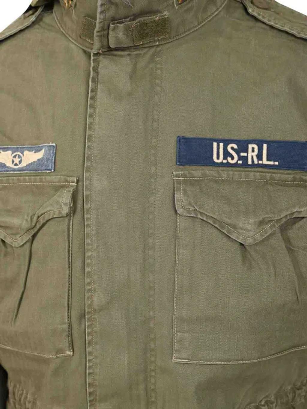 POLO RALPH LAUREN Cotton Denim Jacket With Front Logo Patch In Green Product Image
