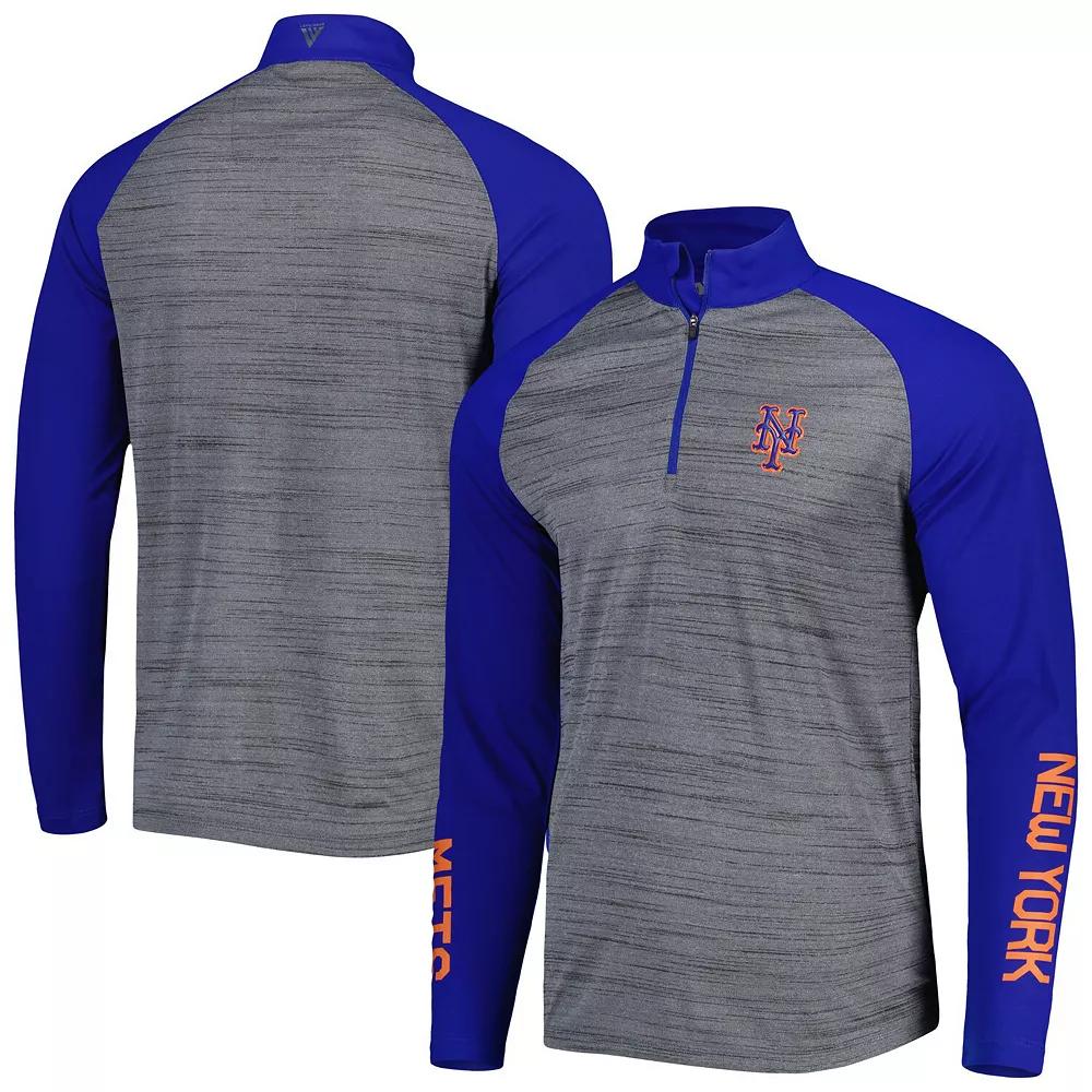 Men's Levelwear Heather Gray New York Mets Vandal Raglan Quarter-Zip Top, Size: 2XL, Grey Product Image