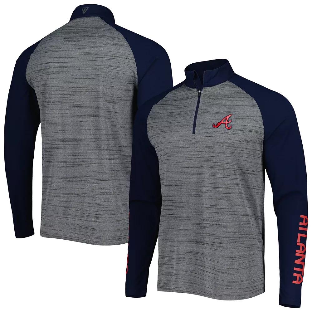 Men's Levelwear Heather Gray Atlanta Braves Vandal Raglan Quarter-Zip Top, Size: Small, Grey Product Image