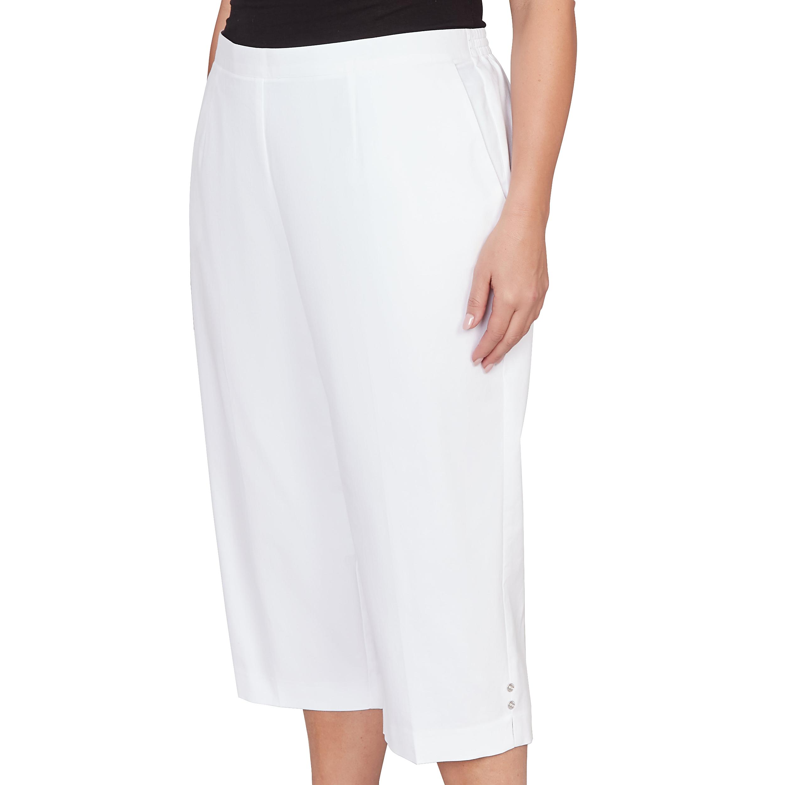 Alfred Dunner Solid Twill Button Hem Capri Pant - Plus Product Image