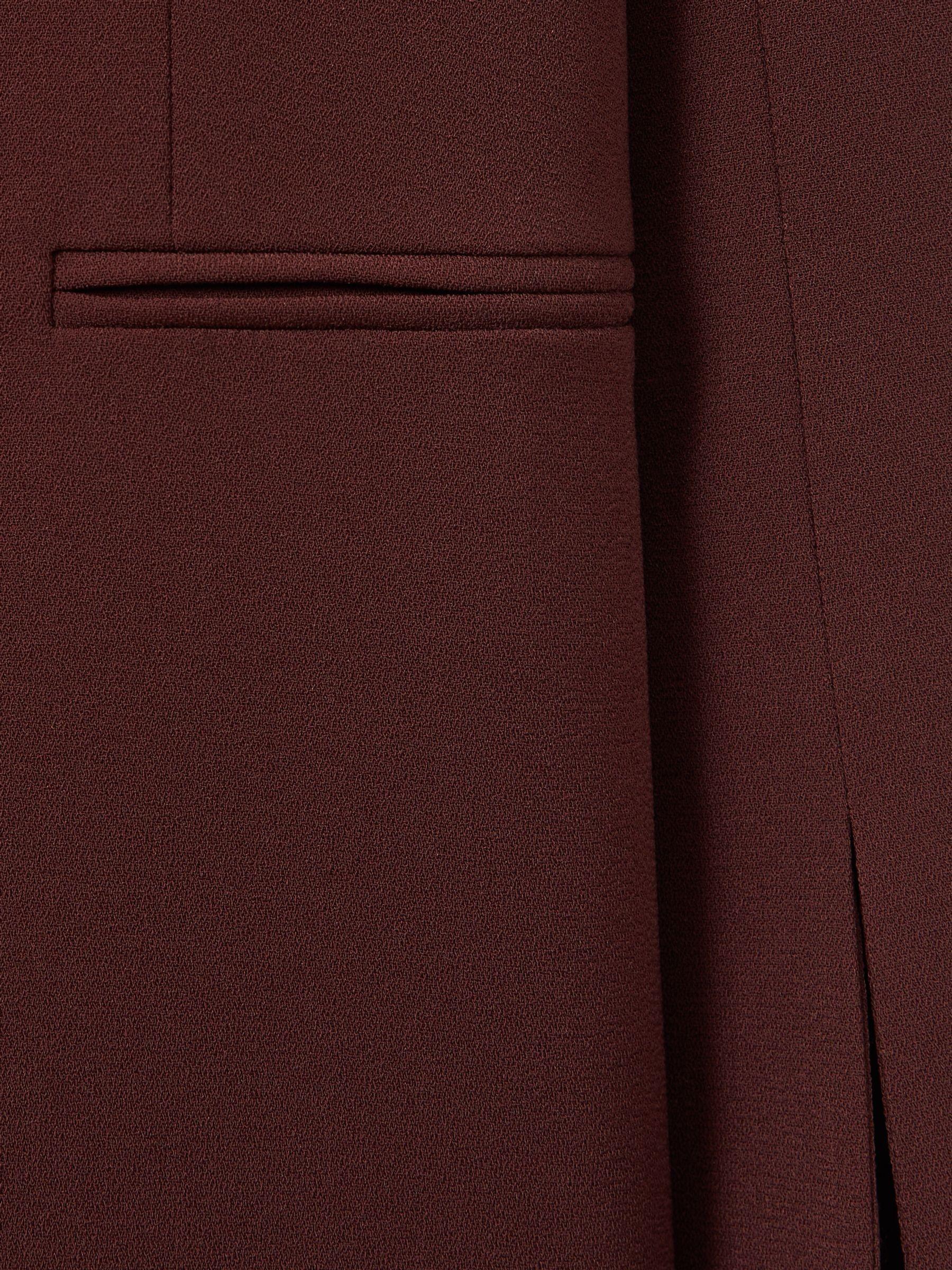 Florere Burgundy Collarless Double Breasted Blazer in Burgundy Product Image