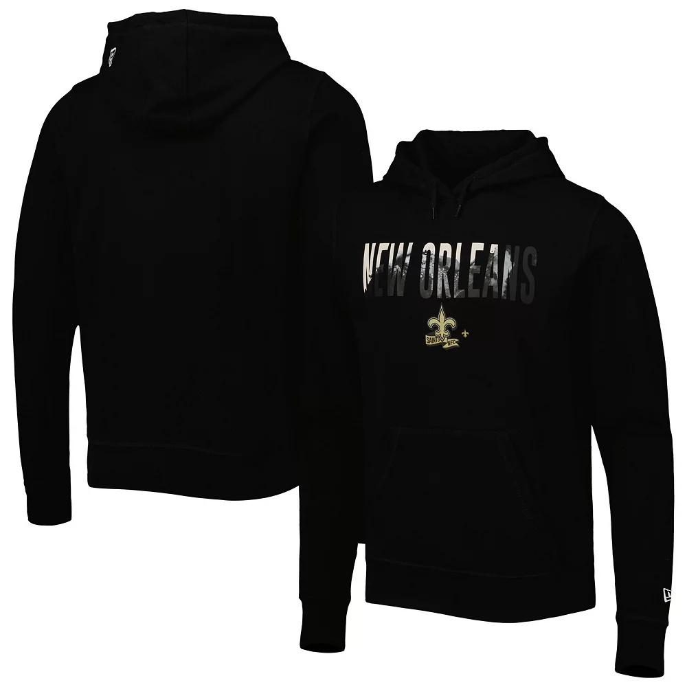 Men's New Era Black New Orleans Saints Ink Dye Pullover Hoodie,  Product Image