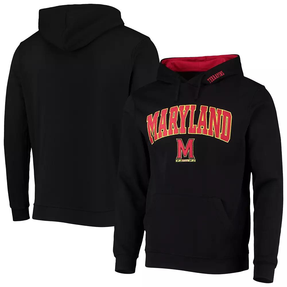 Men's Colosseum Black Maryland Terrapins Arch & Logo 3.0 Pullover Hoodie, Size: XL Product Image