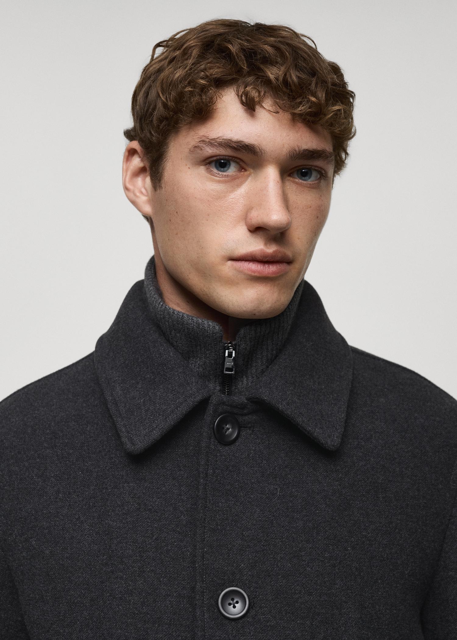 Wool coat with detachable corduroy breastplate - Men | MANGO USA Product Image