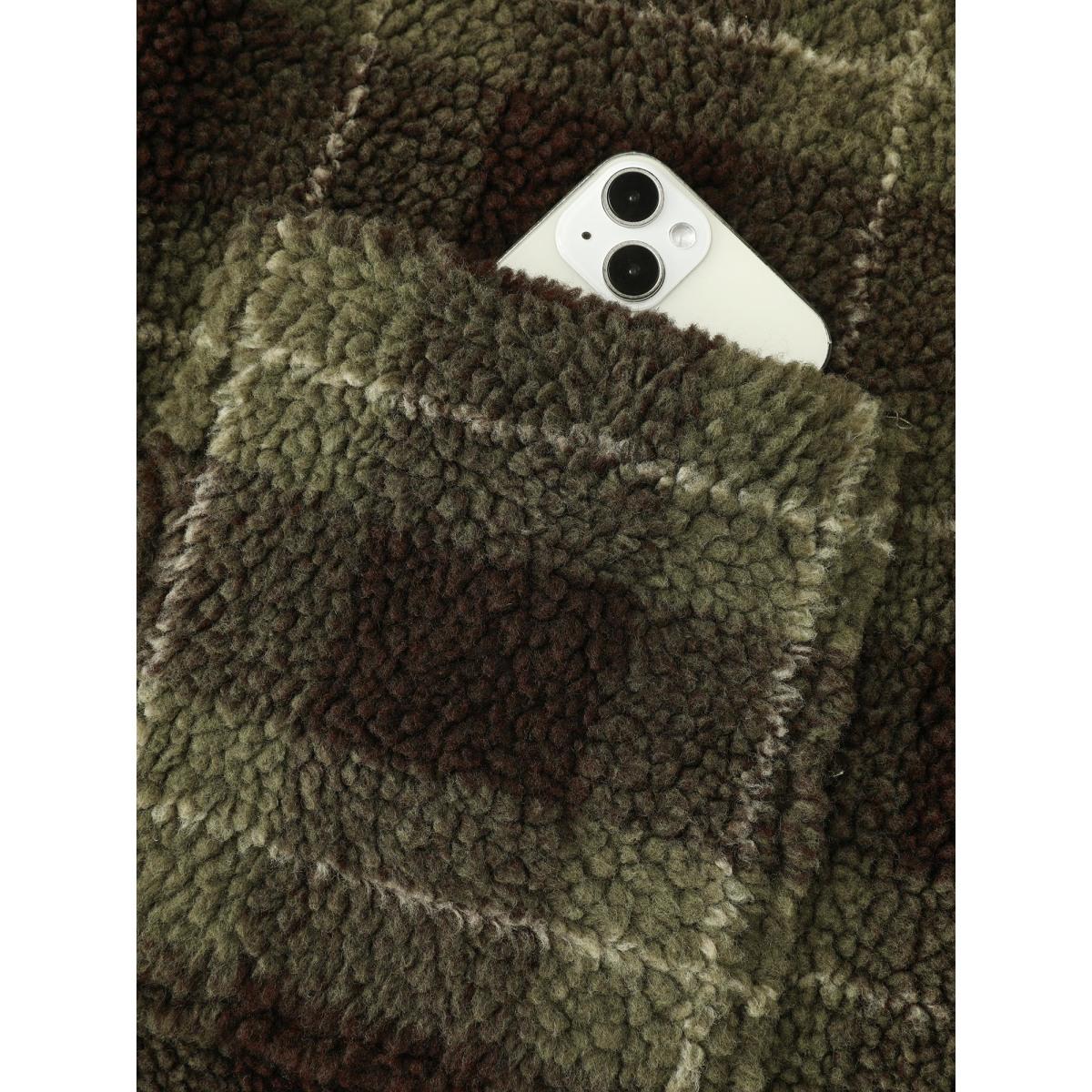 Plus Size Plaid Pockets Button-Down Coat Women ArmyGreen Leisure Texture Ladies Casual Winter Coats BloomChic 18-20/2X Product Image