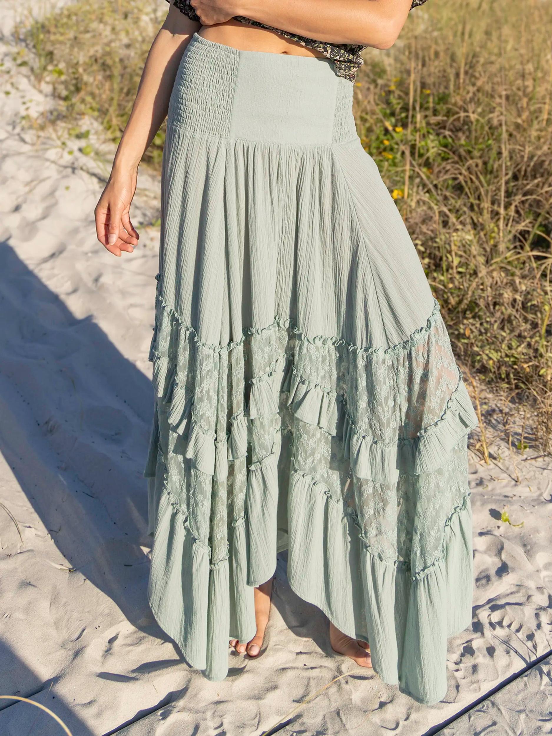 Feelin' Alive Lace Midi Skirt - Bay Product Image