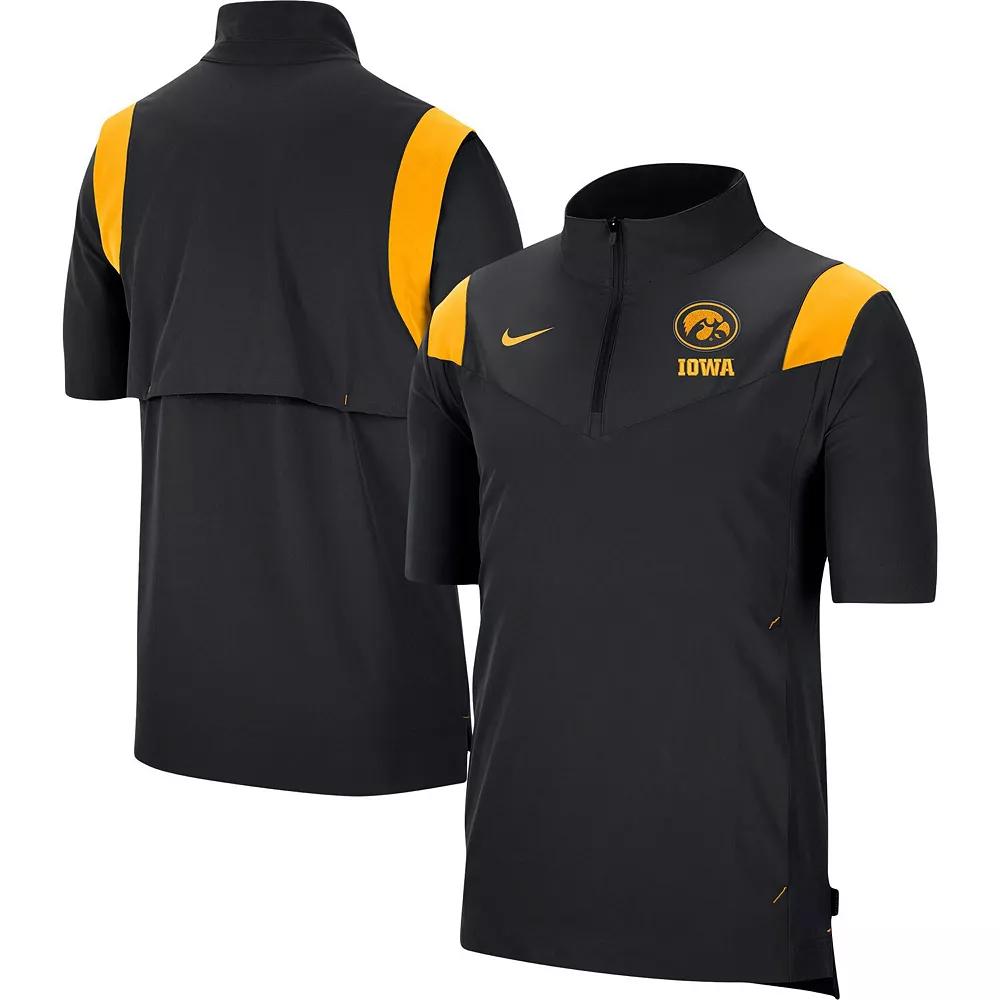 Men's Nike Black Iowa Hawkeyes Coach Short Sleeve Quarter-Zip Jacket, Size: Large Product Image