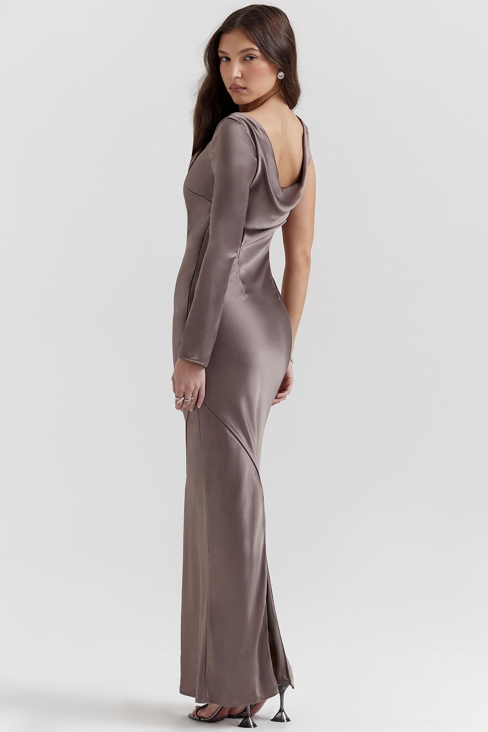 Catiana  smoke one sleeve maxi dress Product Image