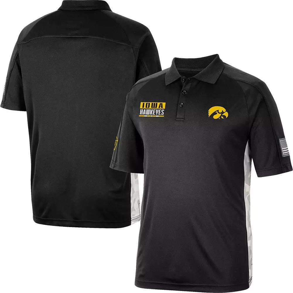 Men's Colosseum Black Iowa Hawkeyes OHT Military Appreciation Snow Camo Polo,  Product Image