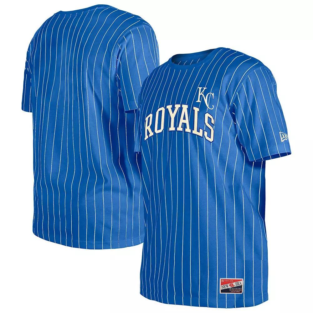 Men's New Era Royal Kansas City Royals Throwback Pinstripe T-Shirt, Size: Small, Blue Product Image