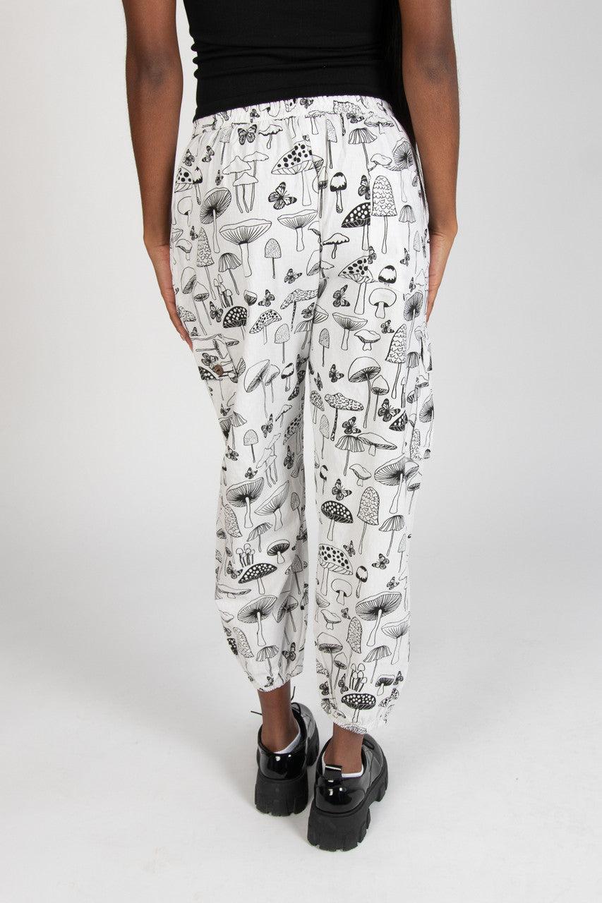 Black & White Mushroom Print Joggers Product Image