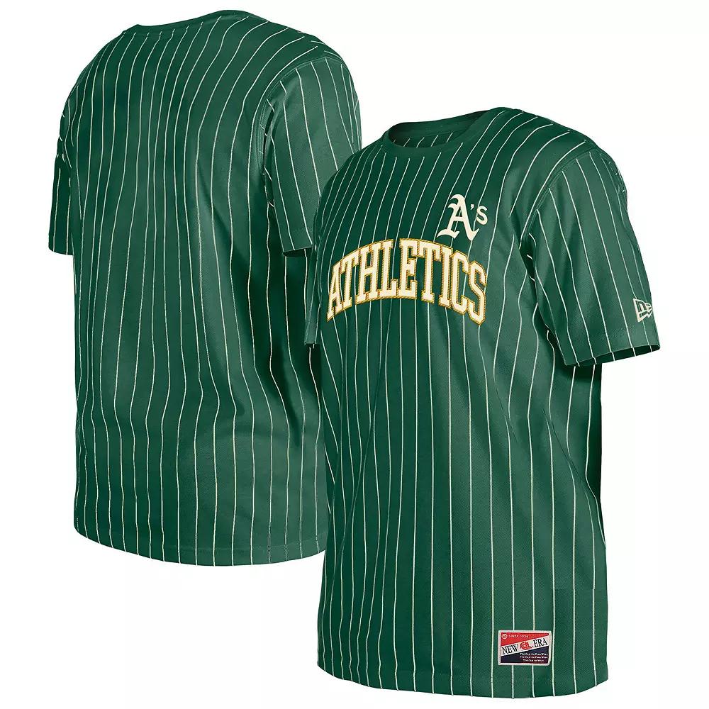 Men's New Era Green Athletics Throwback Pinstripe T-Shirt,  Product Image