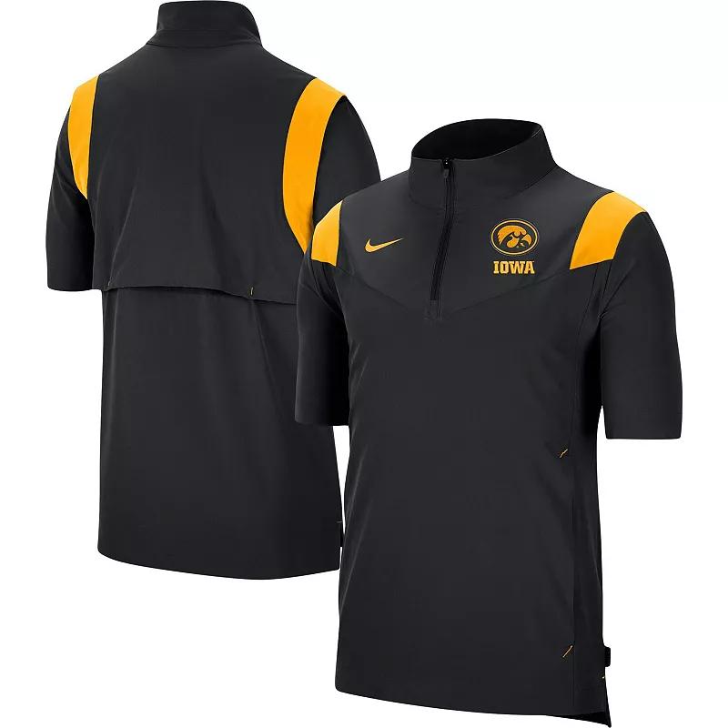 Men's Nike Black Iowa Hawkeyes Coach Short Sleeve Quarter-Zip Jacket, Size: Large Product Image