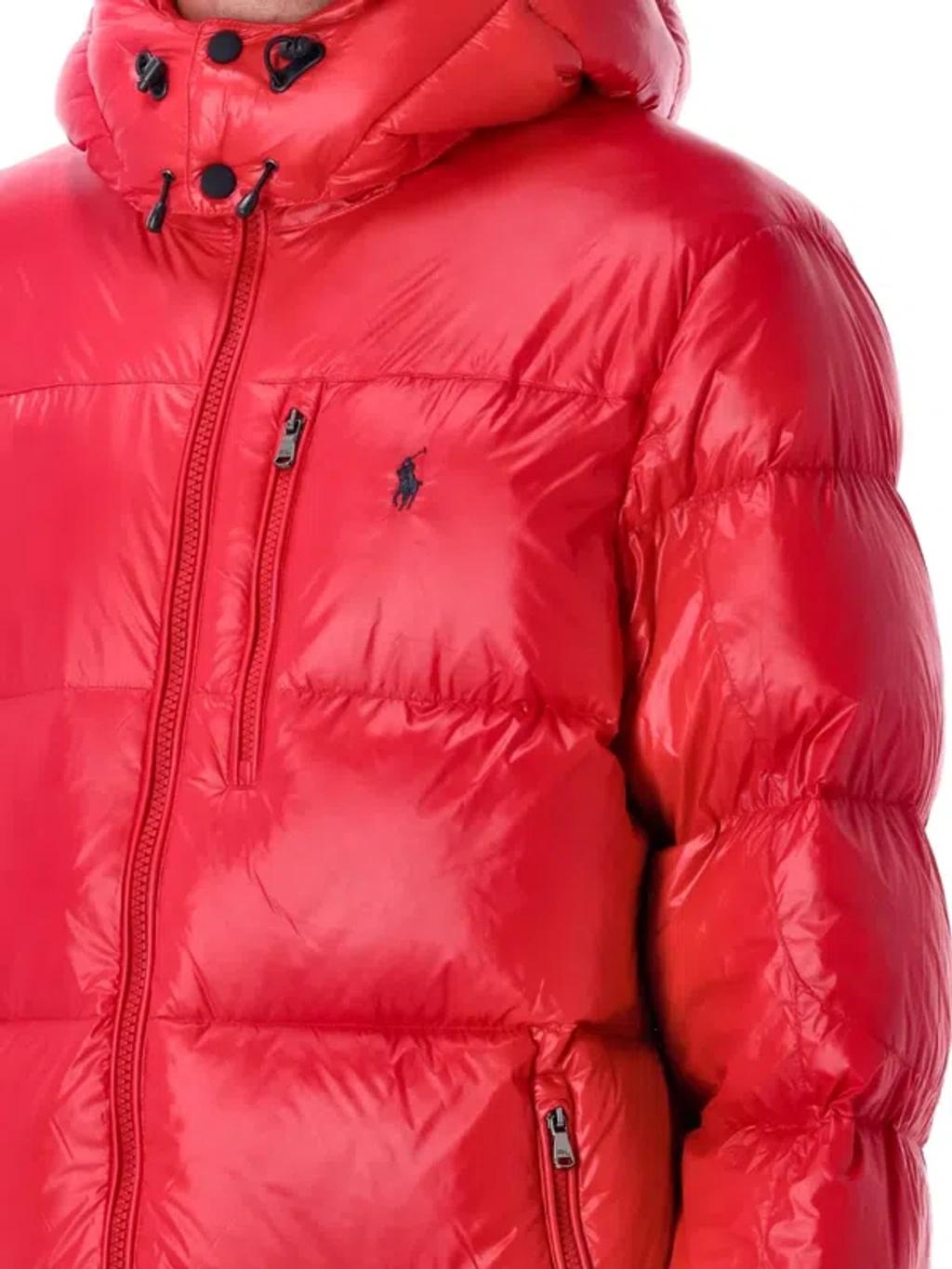 POLO RALPH LAUREN The Gorham Glossed Down Jacket With Detachable Hood In Red Product Image