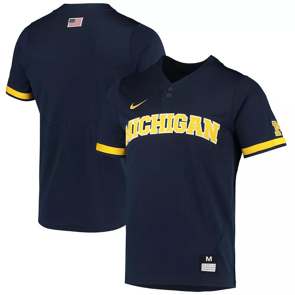 Men's Nike Navy Michigan Wolverines Replica 2-Button Baseball Jersey, Size: Medium, Blue Product Image