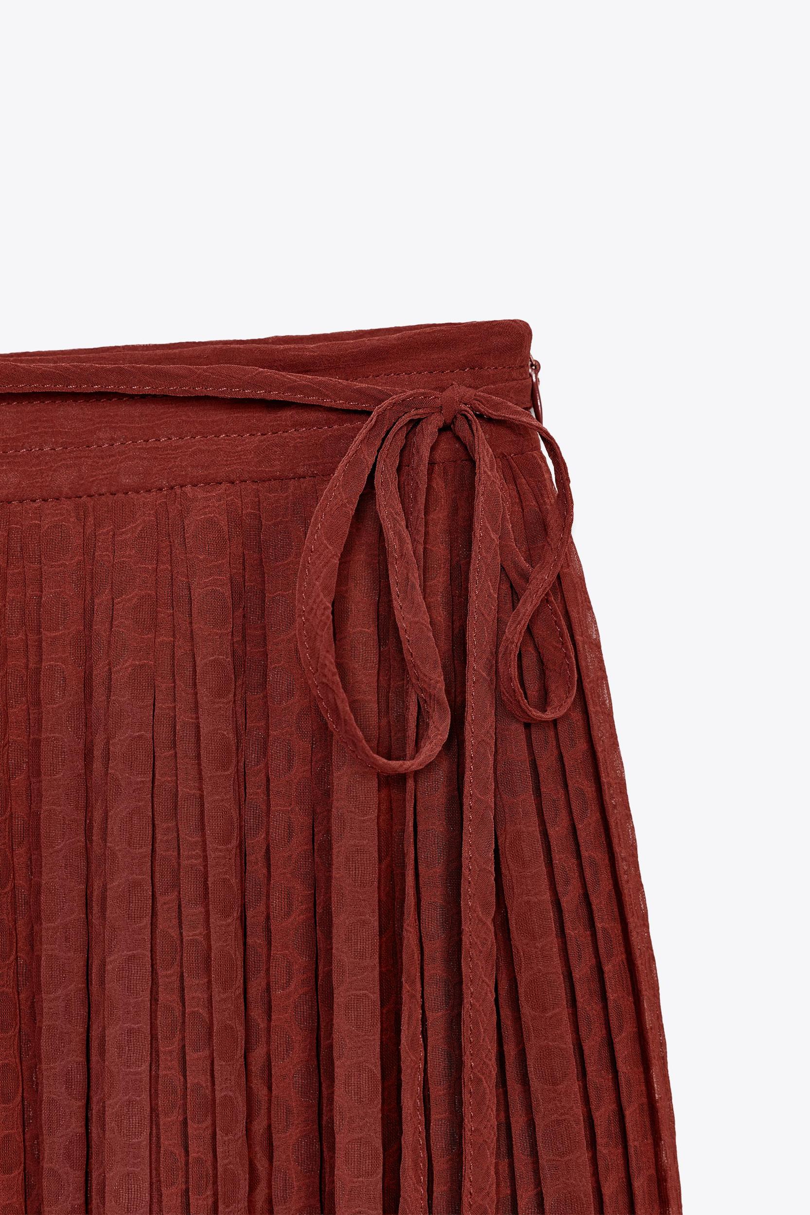 BELTED PLEATED MIDI SKIRT Product Image