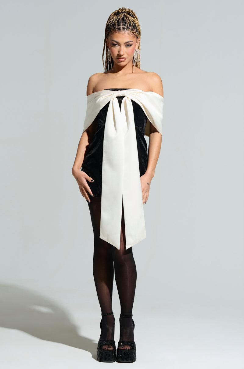 MY PRESENCE IS A PRESENT VELVET MINI DRESS Product Image