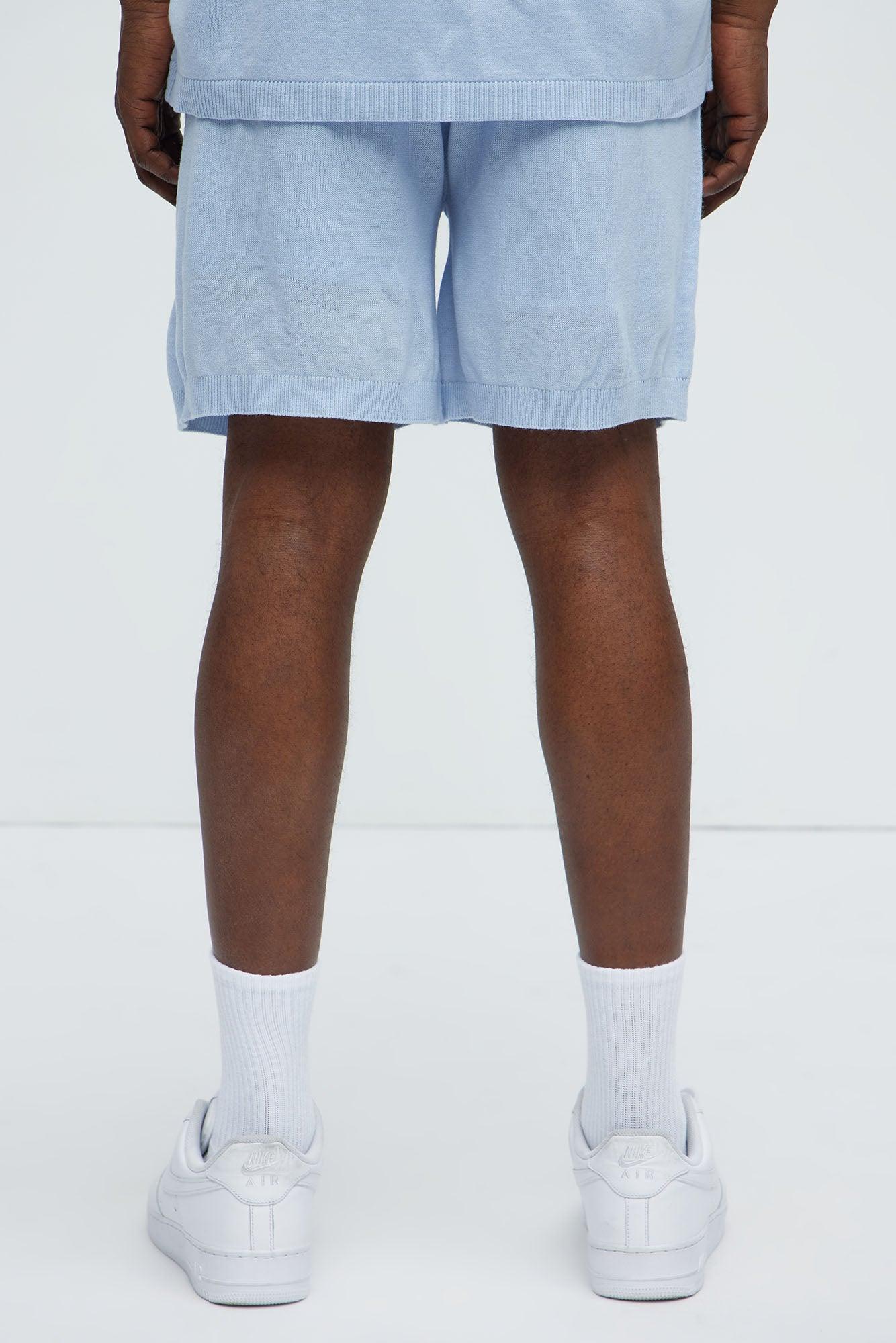 Finley Knitted Shorts - Light Blue Product Image