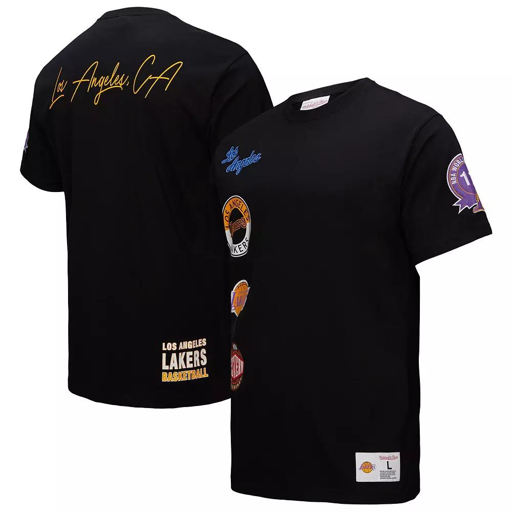 Men's Black Los Angeles Lakers Black Out Collection Vintage Premium T-Shirt,  Product Image