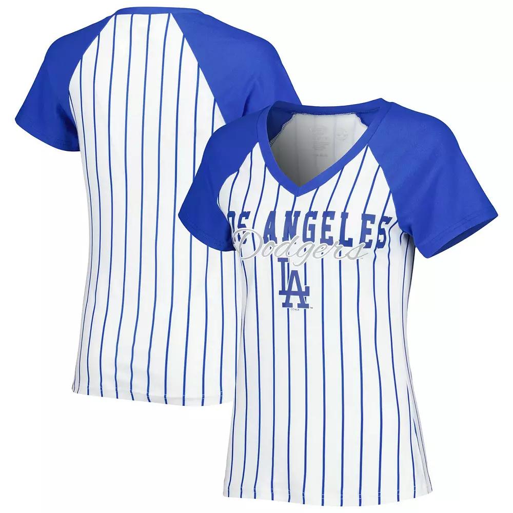 Women's Concepts Sport White Los Angeles Dodgers Reel Pinstripe Nightshirt, Size: Small Product Image