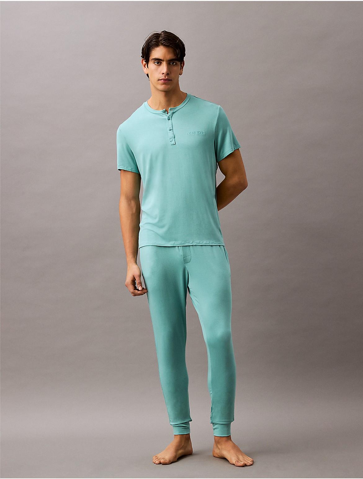 Calvin Klein Mens Ultra Soft Modal Henley Sleep T-Shirt - Blue Product Image