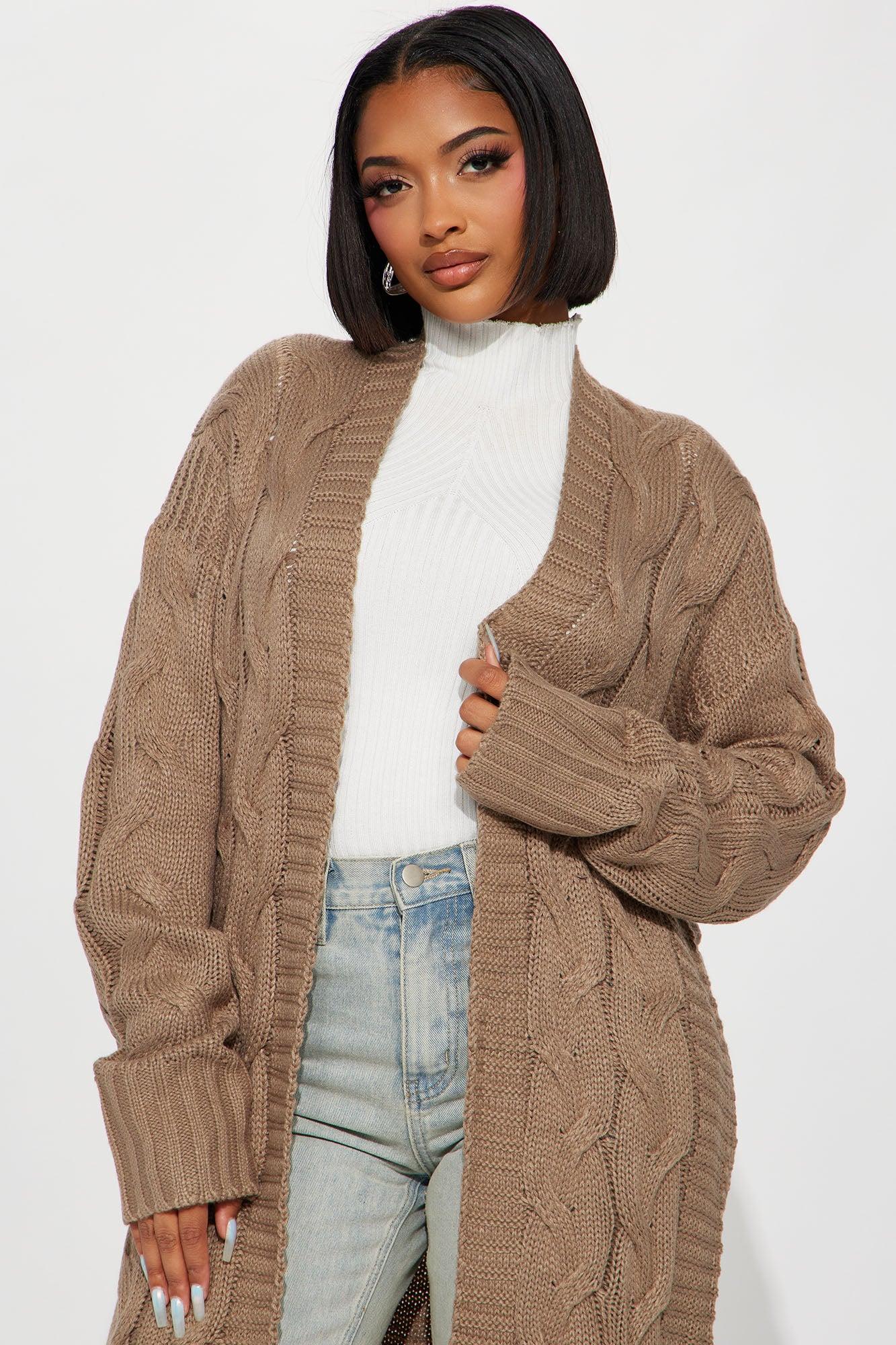 Aneria Long Cardigan - Taupe Product Image