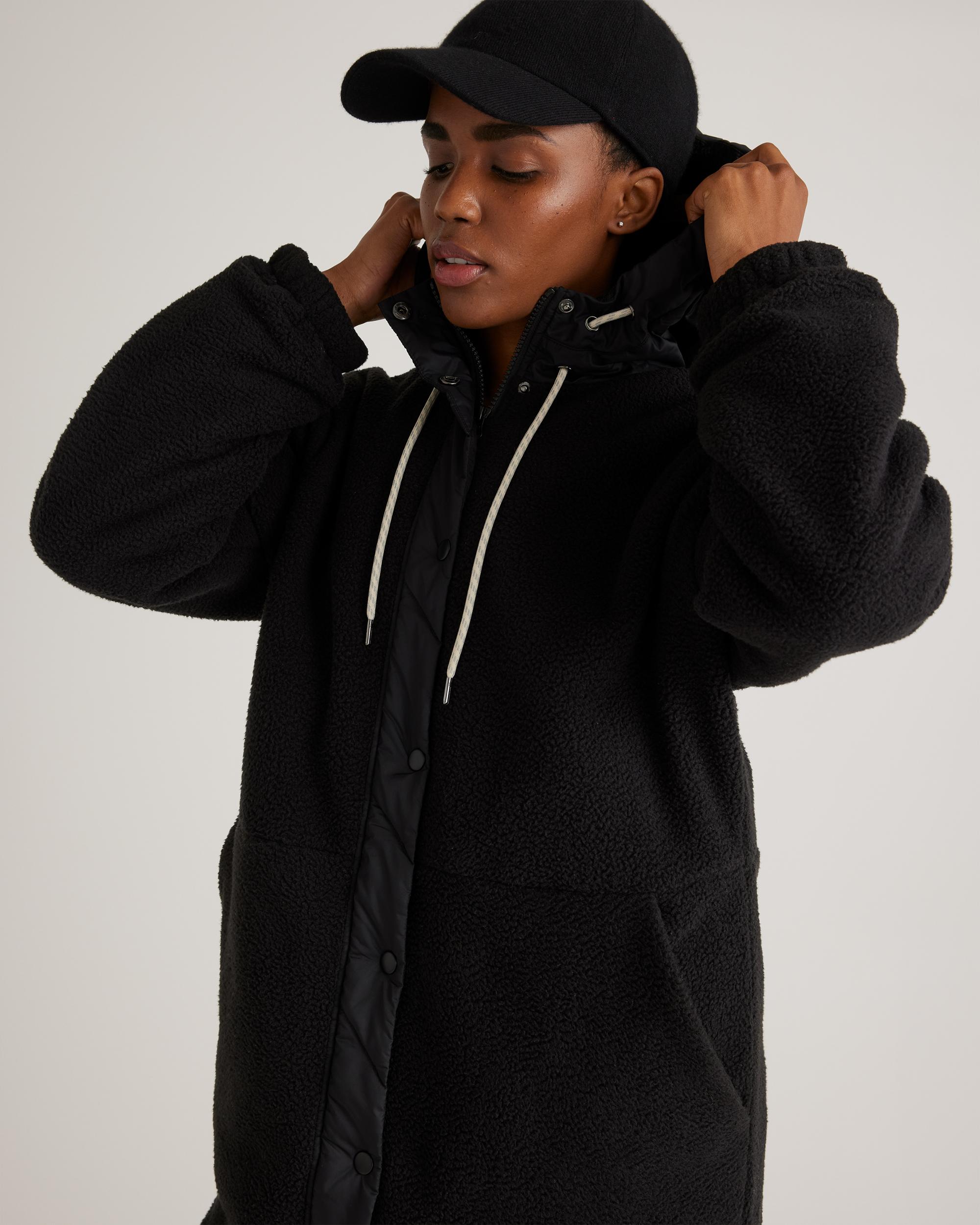 Quince | Women's Long Hooded Sherpa Jacket Size XS, 100% Polyester Product Image