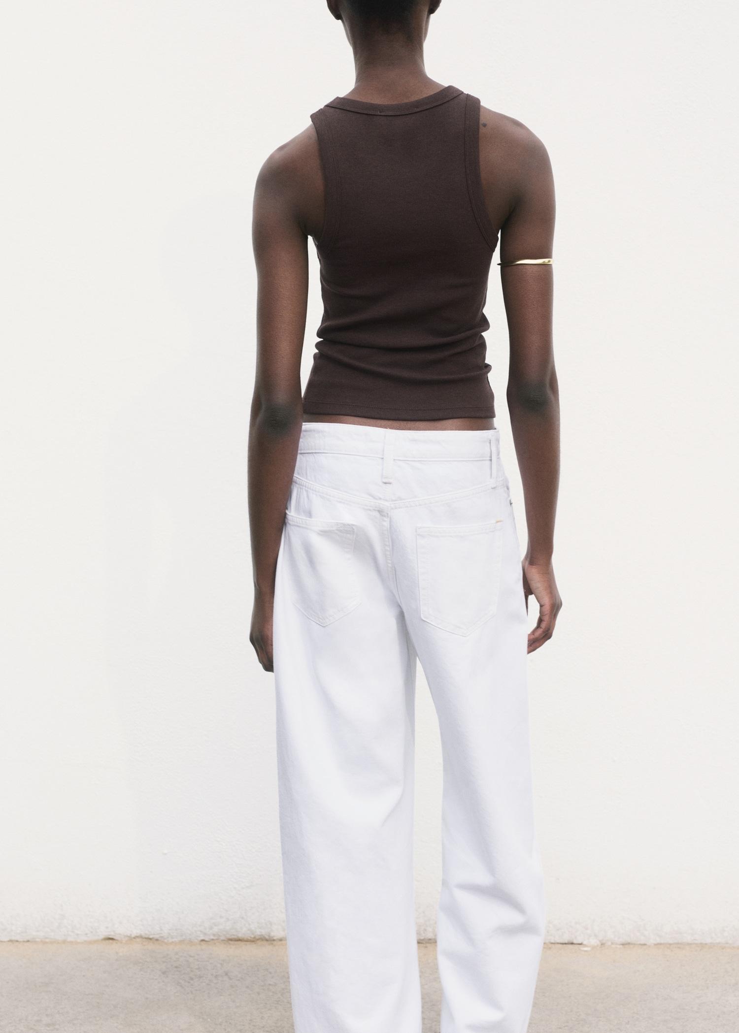 Ribbed cotton-blend top - Women | MANGO USA Product Image