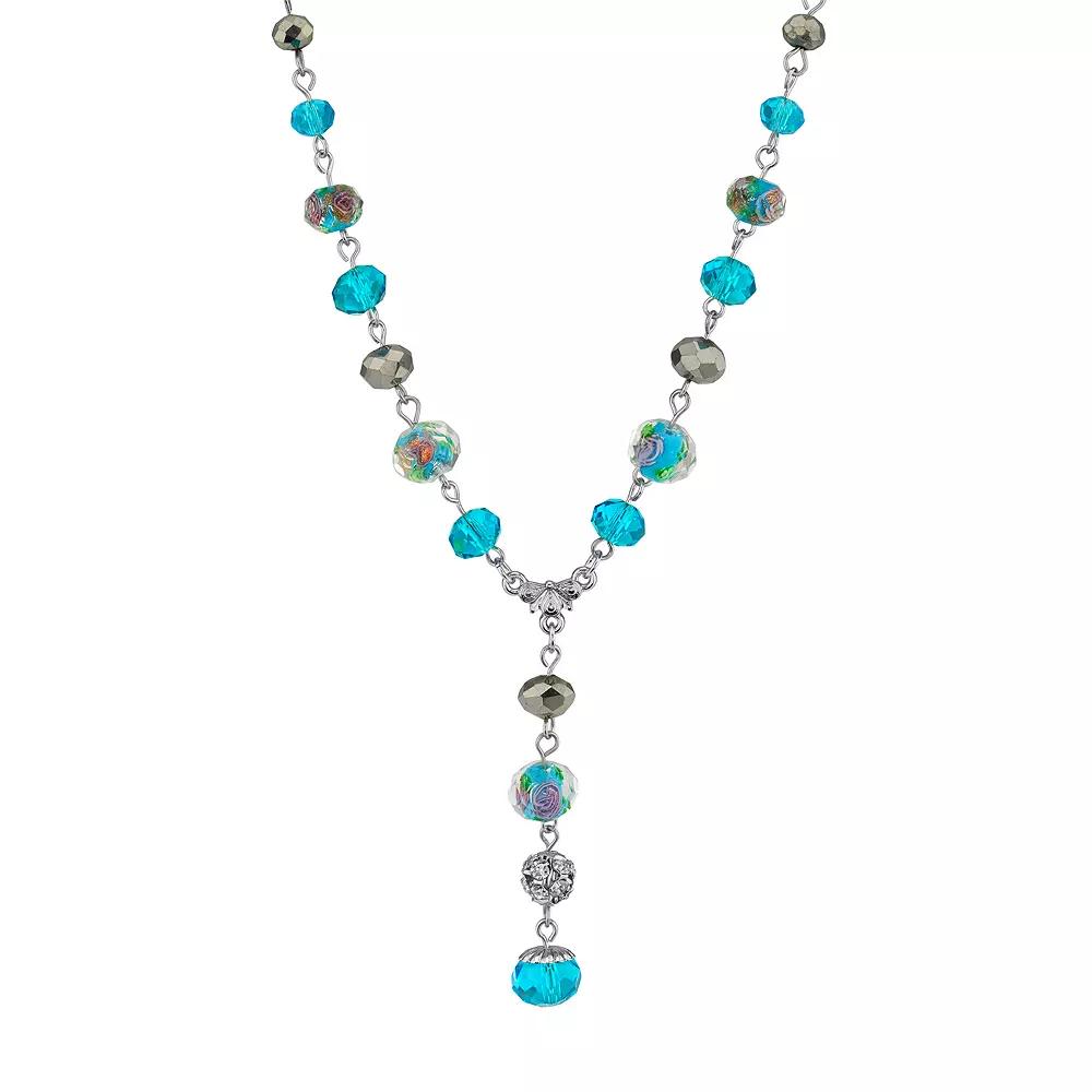 1928 Beaded Y Necklace, Women's, Blue Product Image