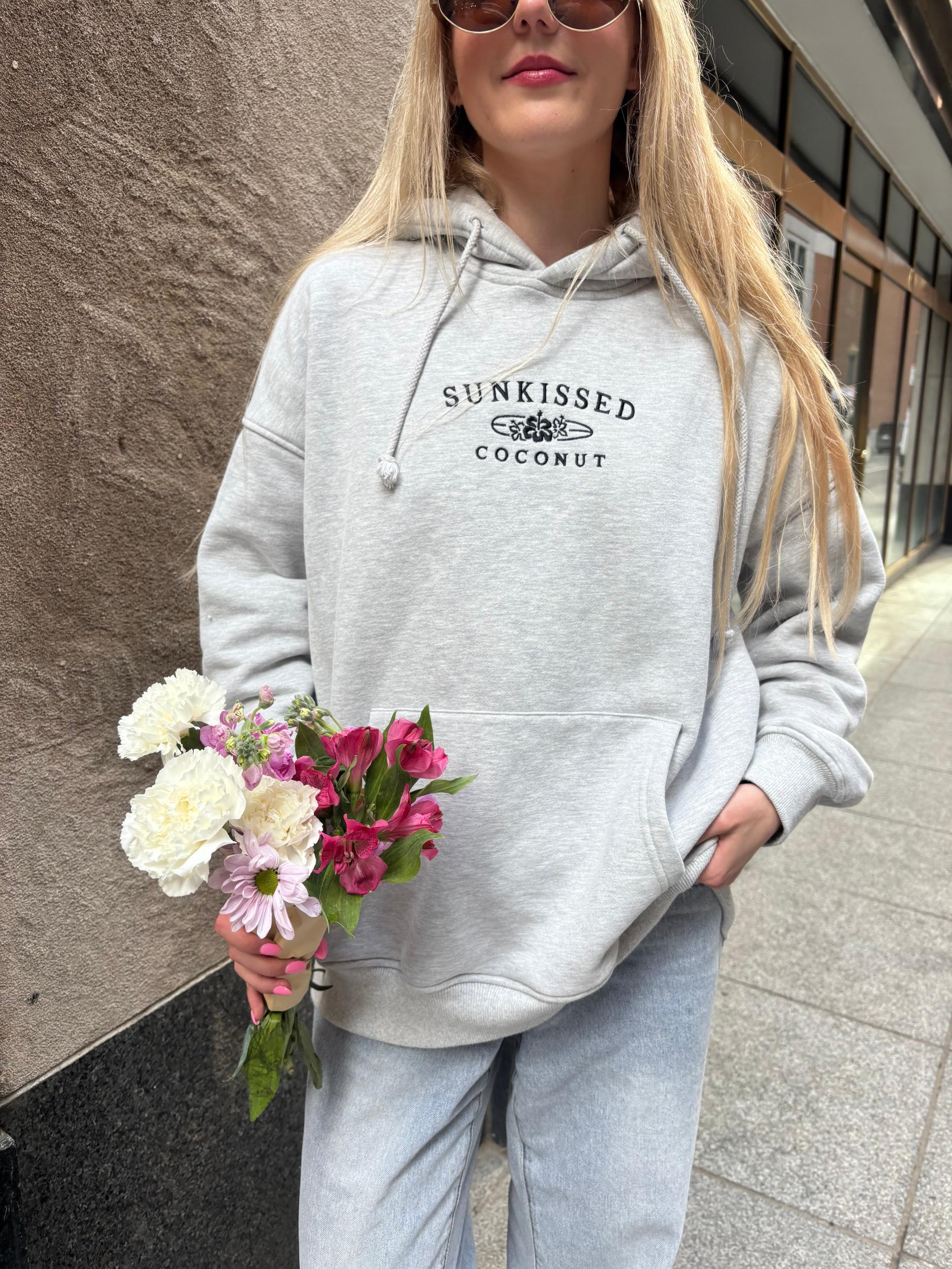 Afternoon Grey Sunkissedcoconut Embroider Hoodie Product Image