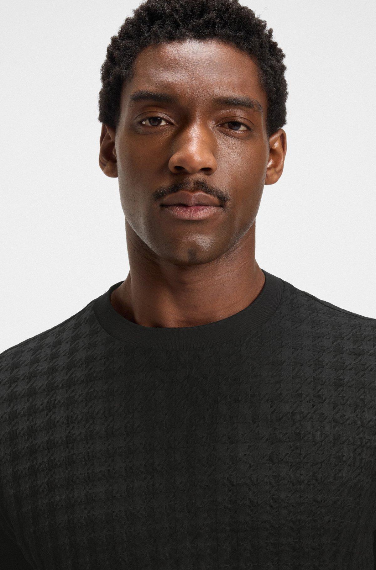BOSS - Porsche x BOSS houndstooth-patterned T-shirt in mercerized cotton - Black Product Image