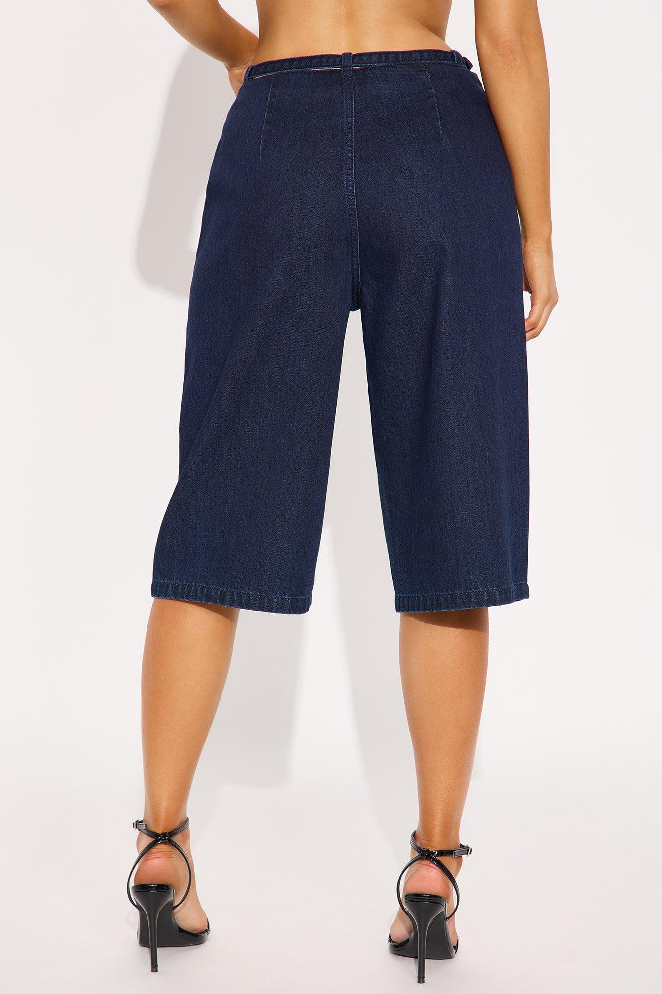 City Scenes Trouser Belted Denim Jorts - Dark Wash Female Product Image