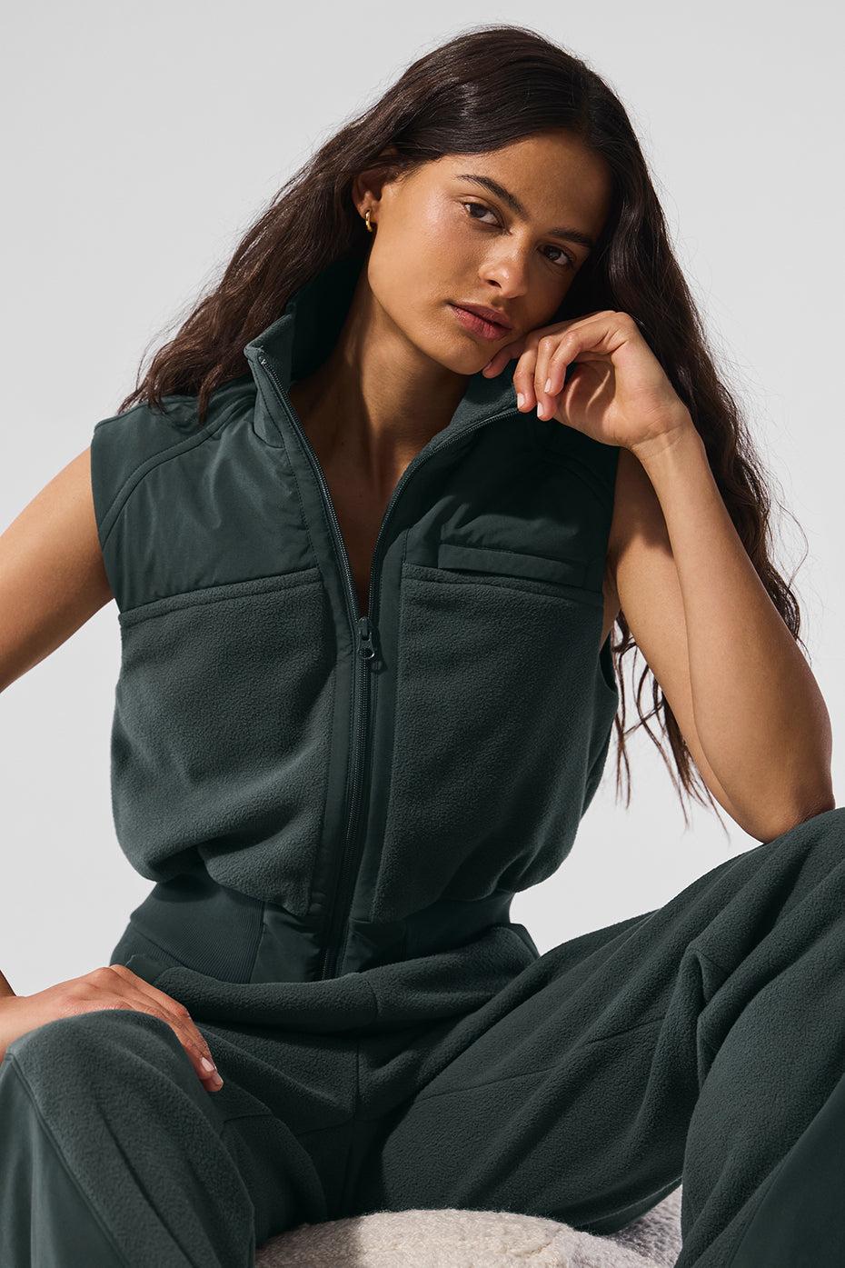 Polar Fleece Wintry Mix Vest - Charcoal Green Female Product Image