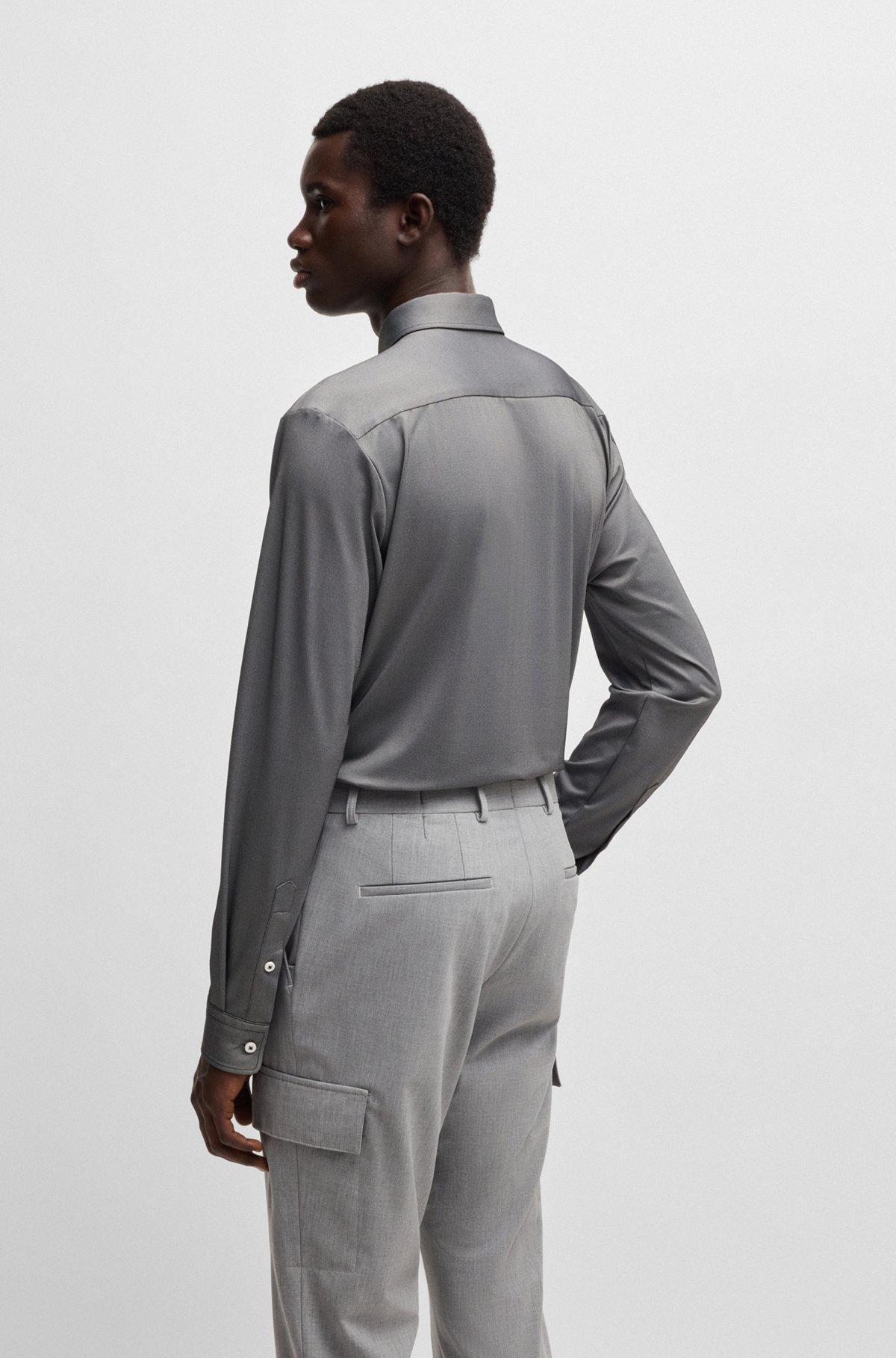 Slim-fit shirt in structured performance-stretch fabric Product Image