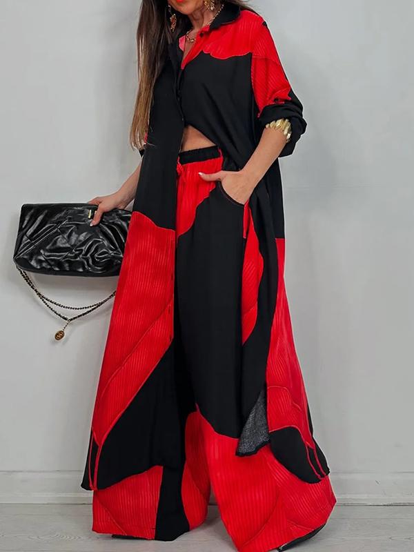 High Waisted Wide Leg Drawstring Elasticity Floral Printed Split-Joint Pants Trousers Product Image