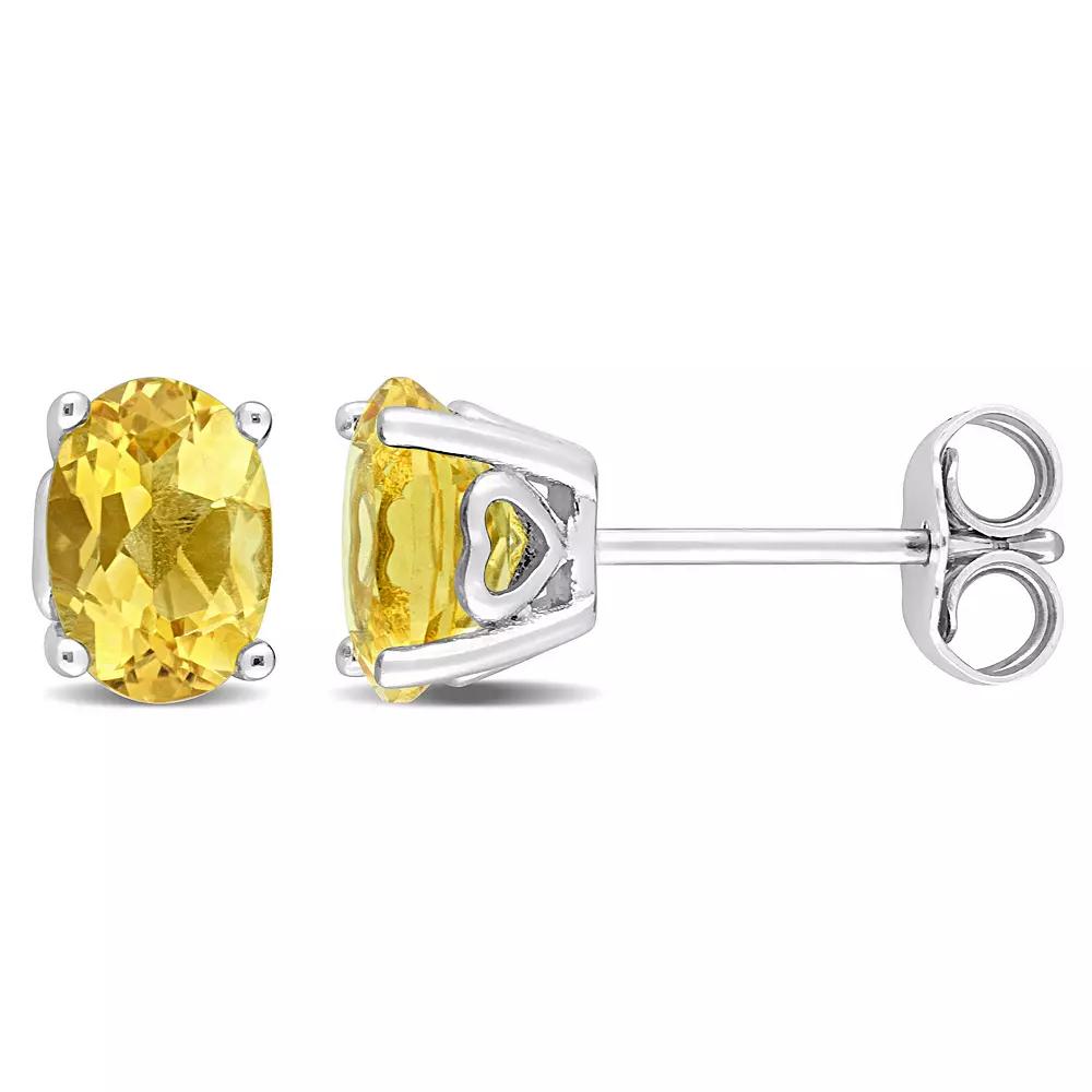 Stella Grace Sterling Silver & Gemstone Oval Stud Earrings, Women's, Citrine Product Image