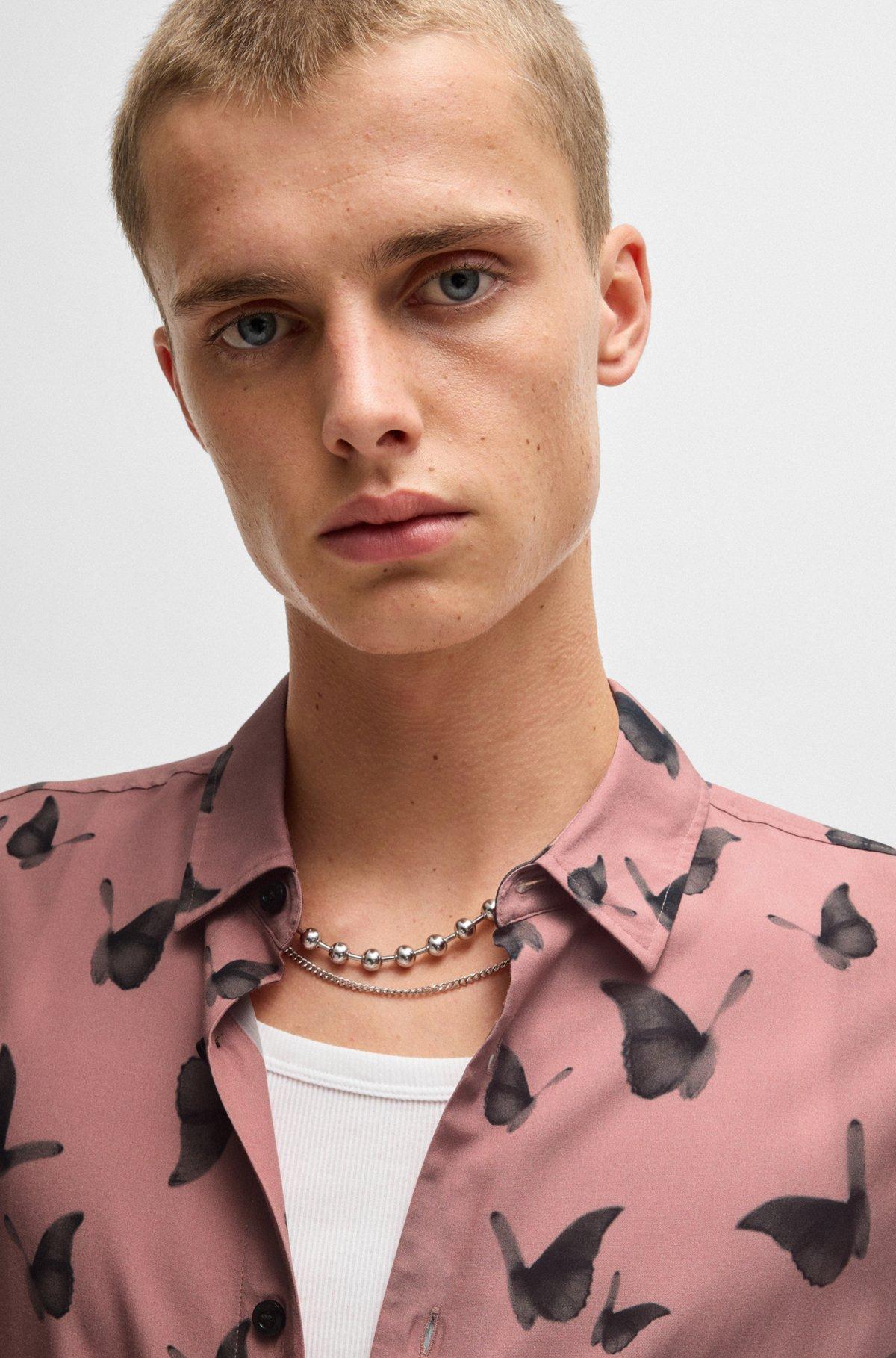 Relaxed-fit shirt in seasonal-print poplin Product Image