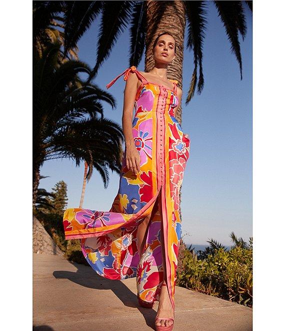 Trina Turk Cami Soie Paradise Floral Print Square Neck Sleeveless Maxi Dress Product Image