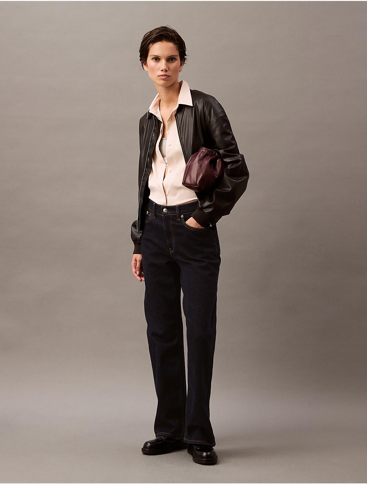 Calvin Klein Women's Stretch Poplin Relaxed Fit Button-Down Shirt - Neutral - XS Product Image