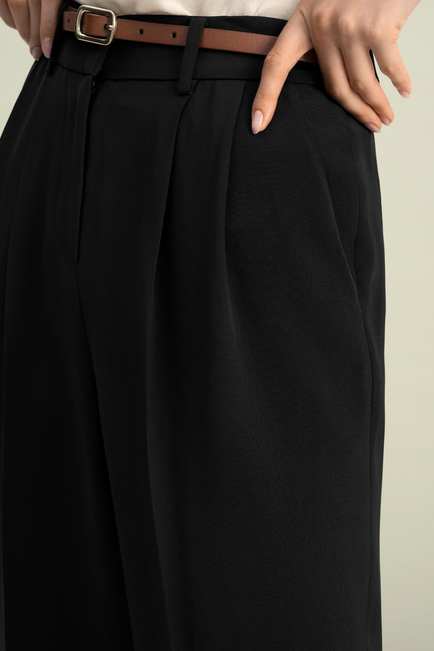 Timeless Pleated Wide-Leg Dense Silk Trousers Product Image