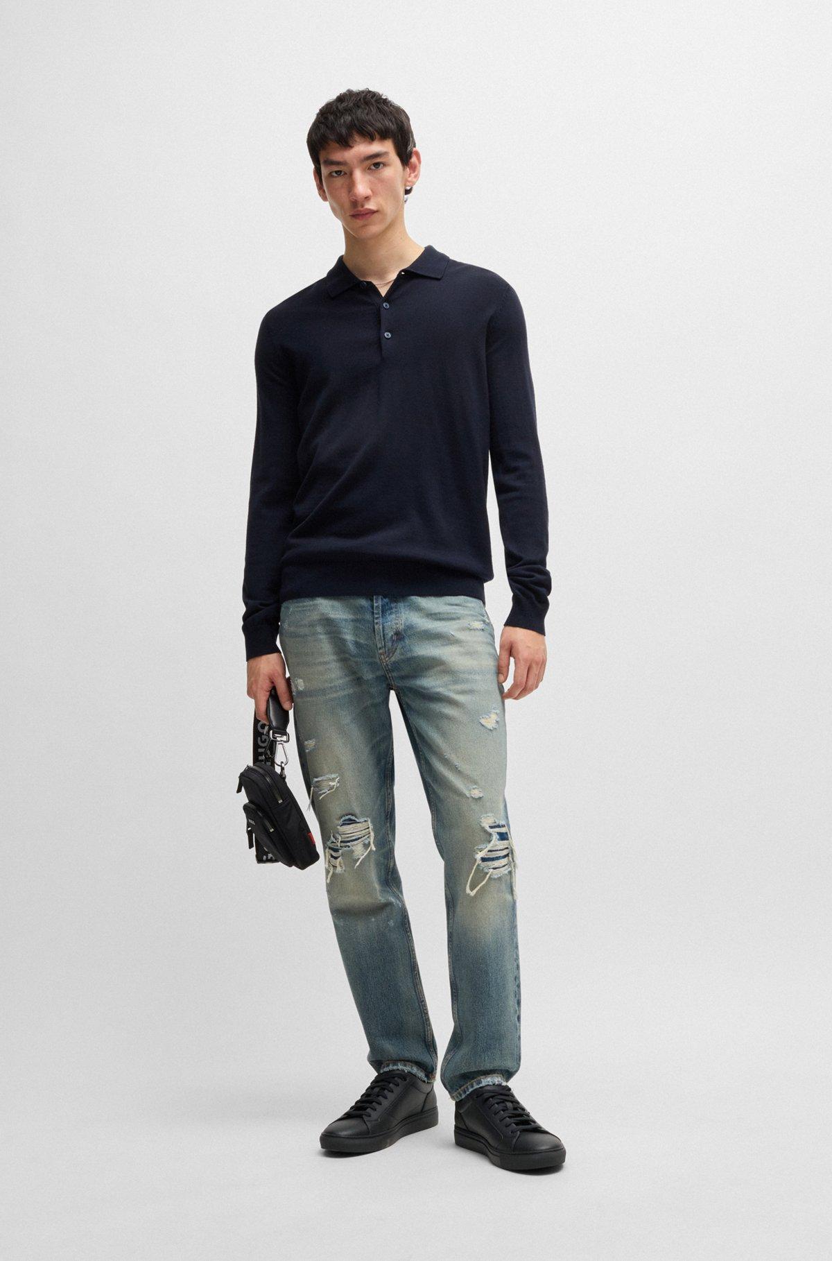 HUGO - Low-top trainers in grained faux leather - Black Product Image