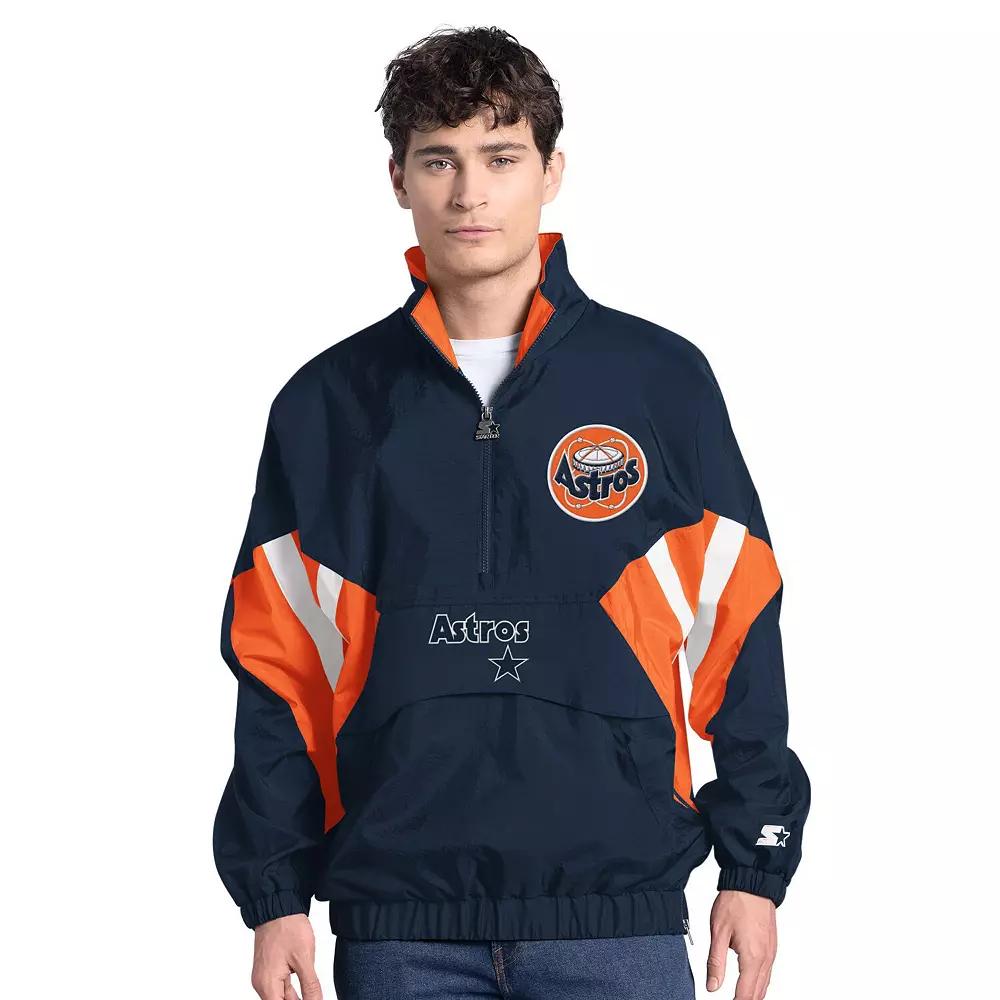 Men's Starter  Navy Houston Astros Cooperstown Chief Half-Zip Pullover, Size: Small, Blue Product Image