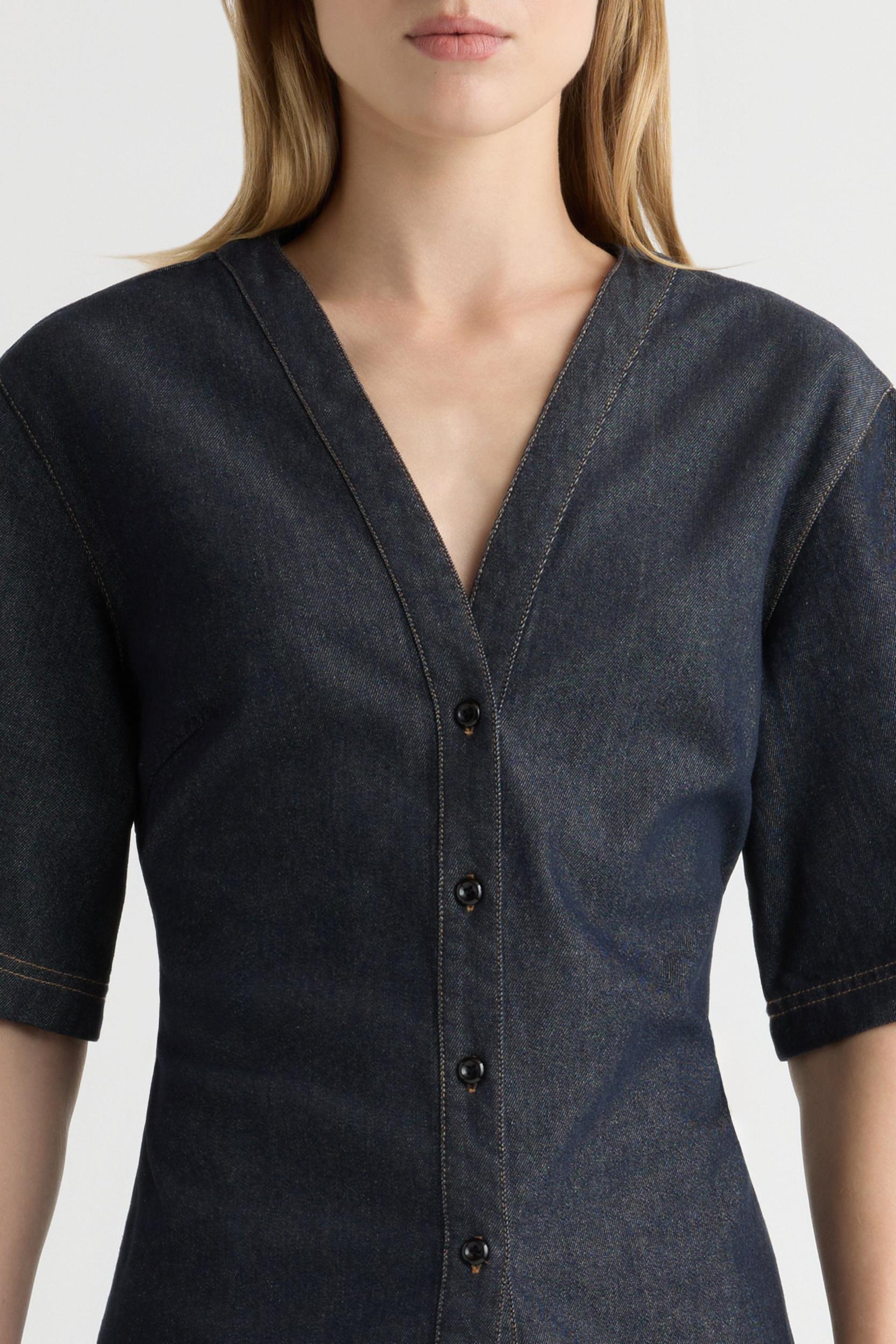 Emma Cinch-Waist Denim Shacket Product Image