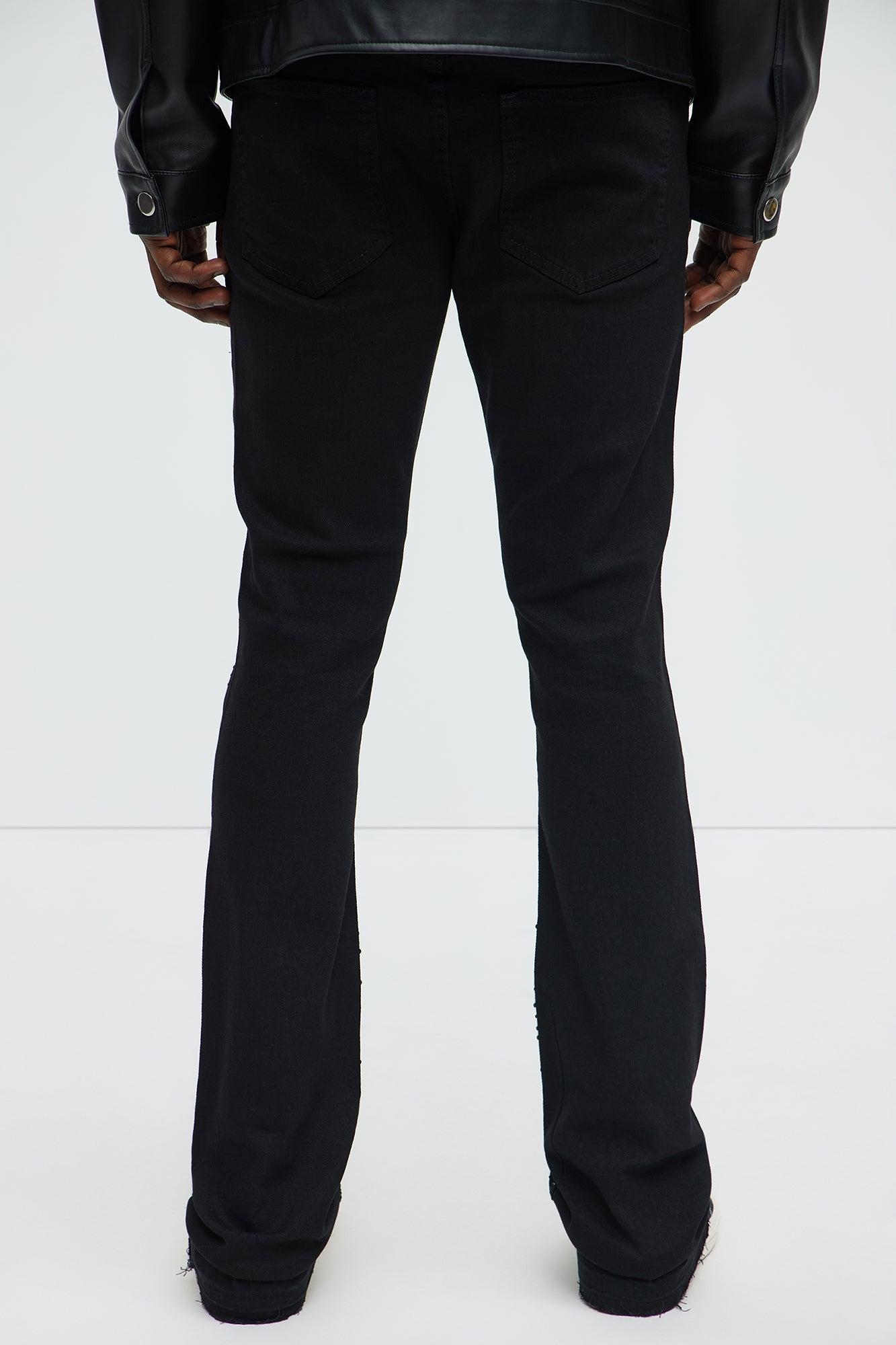 Stacked Skinny Flare On My Bling Distressed Jeans - Black Male Product Image