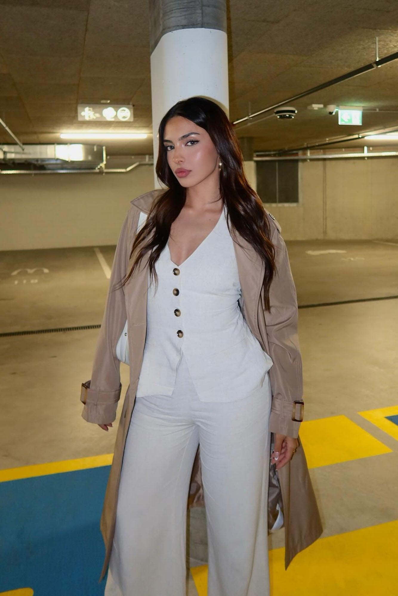 Cece Linen Pant Set - Taupe Product Image